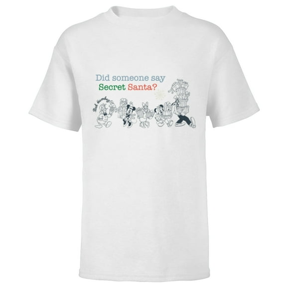 Disney Mickey Mouse & Pals Holiday Christmas Secret Santa - Short Sleeve T-Shirt for Kids - Customized-White