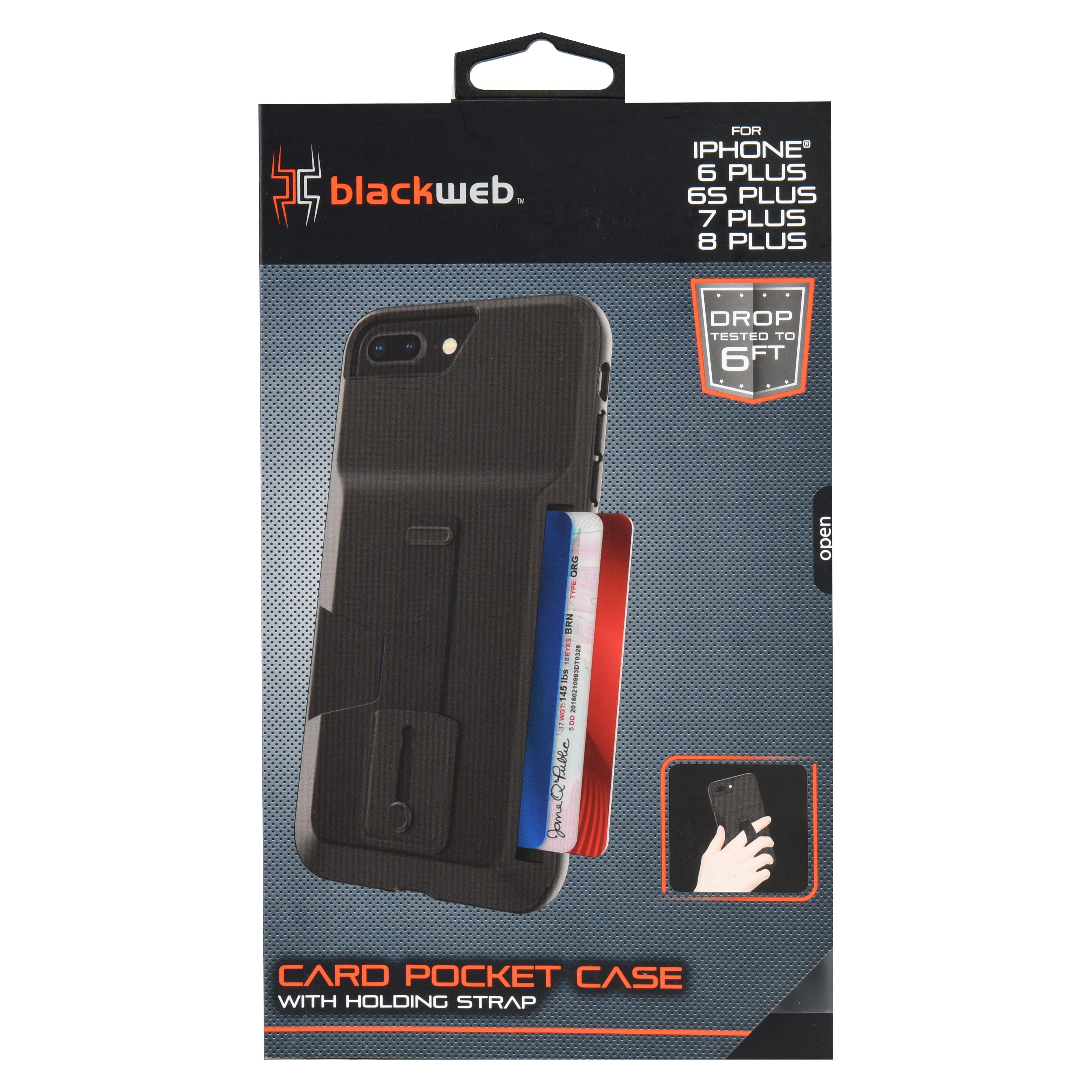 Blackweb Card Pocket Case with Holding Strap and Kickstand for iPhone 6