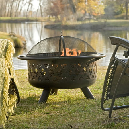 Coral Coast Rubbed Bronze Crossweave 36 inch Wood Burning Fire Pit-With Free Grill Grate and