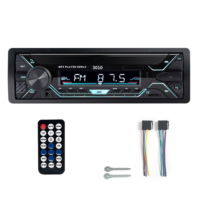 Car Radio Audio 1din Bluetooth Stereo MP3 Player FM Receiver 60Wx4 With Remote Control AUX/USB/TF Card In Dash Kit ,Easy to Install