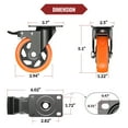 thumbnail image 6 of HOLKIE 4 inch Swivel Caster Wheels with Safety Total Lock,(4 pack)360 Degree Heavy Duty Plate Casters,Orange, 6 of 8