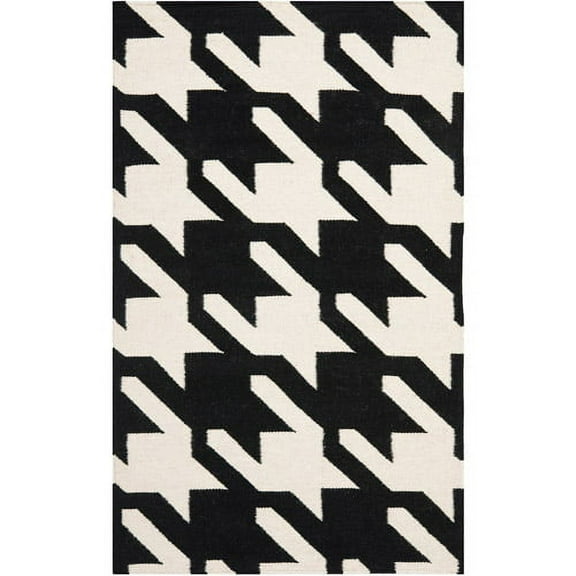 SAFAVIEH Dhurries Abigail Geometric Area Rug, Black/Ivory, 3' x 5'