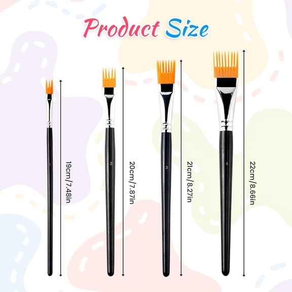 4Pcs Comb Artist Brush Set - Professional Artist Paintbrushes for Acrylic Painting, Texture Acrylic Painting Oil Watercolor Gouache -LAILLSH Back to Sch00l