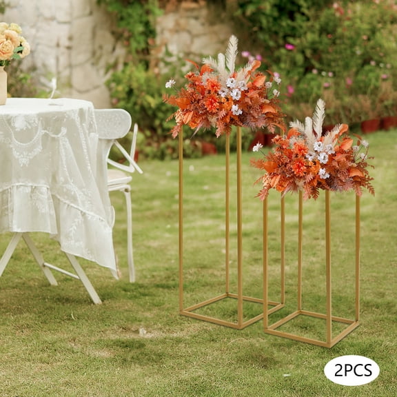 4-Pack Gold Metal Flower Floor Stands Wedding Column Centerpieces, Durable Iron Tall Pedestals for Event & Home Decor