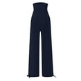 thumbnail image 6 of Lmnyox Wide Leg Trousers for Women Ruched High Waist Casual Palazzo Pants Solid Fashion Lounge Pants with Pocket, 6 of 9