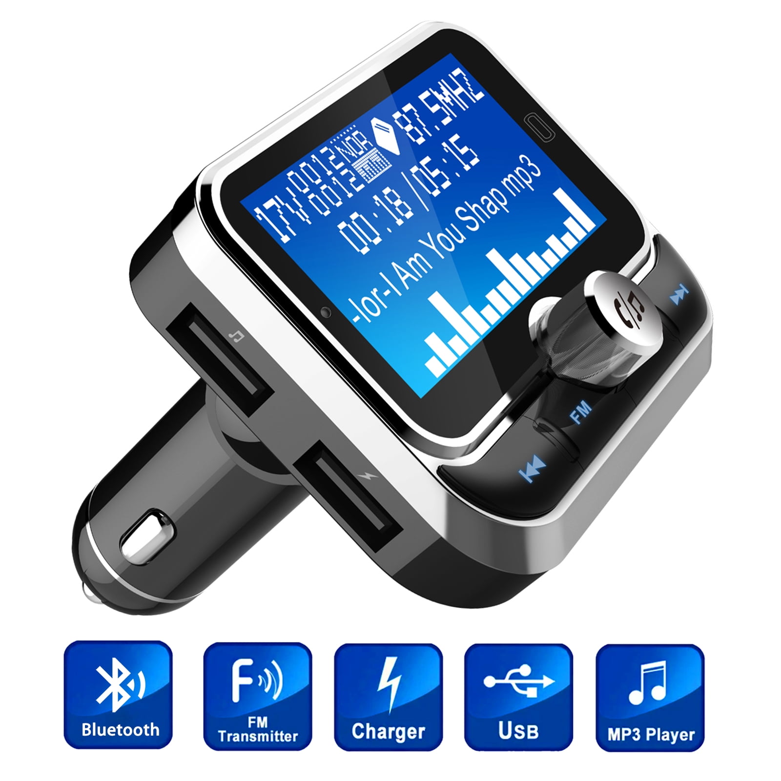 Bluetooth Car FM Transmitter Wireless Radio Adapter Audio for Phone MP3 Player