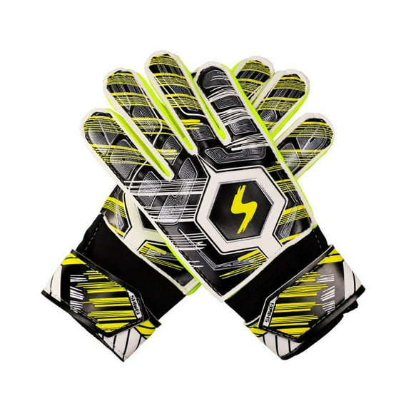 Youth Soccer Goalkeeper Gloves - Breathable Training Gloves with PE Finger Pads, Double Wristband, Anti-Shock for Kids Ages 4-14, Size 5 6 7 (1 Pair)