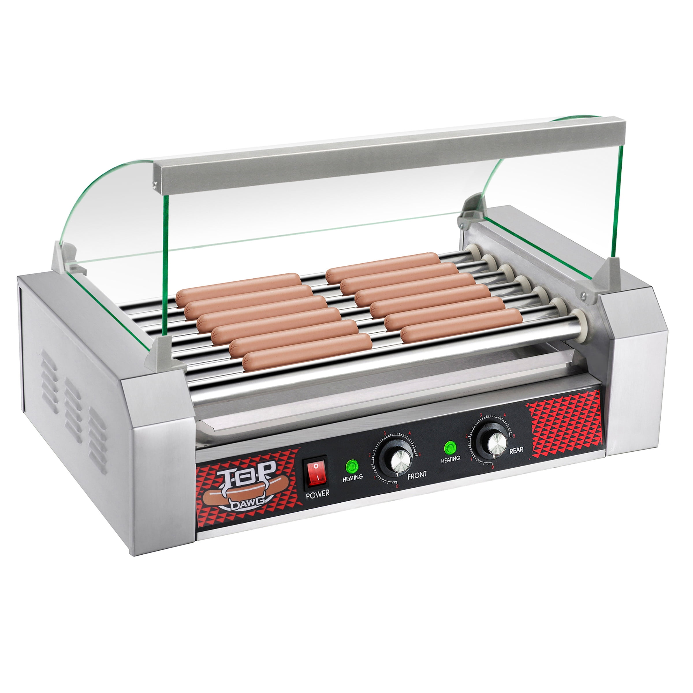 Commercial Quality 18 Hot Dog 7 Roller Grilling Machine W/ Cover 1400Watts by Great Northern