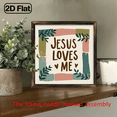 thumbnail image 5 of 2D Flat, 1pc 8x8 Inch Rustic Farmhouse Wooden Framed Wall Art - Jesus Loves Me Verse Sign with Olive Green Leaf Beige Pastel Hues, Boho Decor, Religious Inspirational Gift for Living Room, Bedroom, 5 of 9
