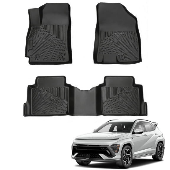 FLYMOTOR Floor Mats Fit for 2024-2025 Hyundai Kona (Fuel) All Weather Floor Liners for Kona Accessories Heavy Duty