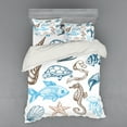 thumbnail image 2 of Ambesonne Hipster Bedding Set 3 Pcs, Underwater Marine Life, Twin, Dark Blue Cocoa, 2 of 3