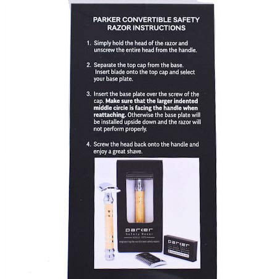 Parker Safety Razor 69CR Convertible Dual Head Safety Razor - 5 Parker Razor Blades Included