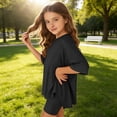 thumbnail image 6 of YunPes Girls Summer Casual Athletic Set Oversized Side Split Shirts and Biker Shorts Tight-fitting Shorts 2-Piece Outfits, 6 of 6