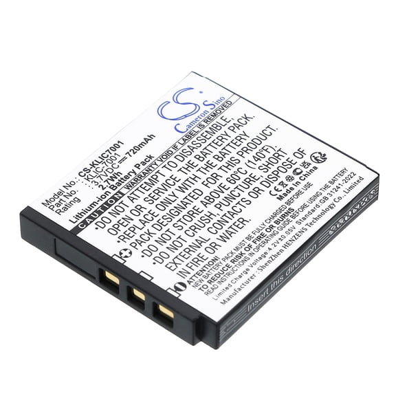 Replacement Battery for Kodak KLIC-7001,720mAh