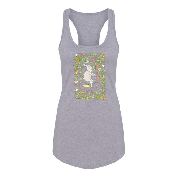 Bunny Riding A Bicycle Racerback Tank Women -Image by Shutterstock, Female Medium