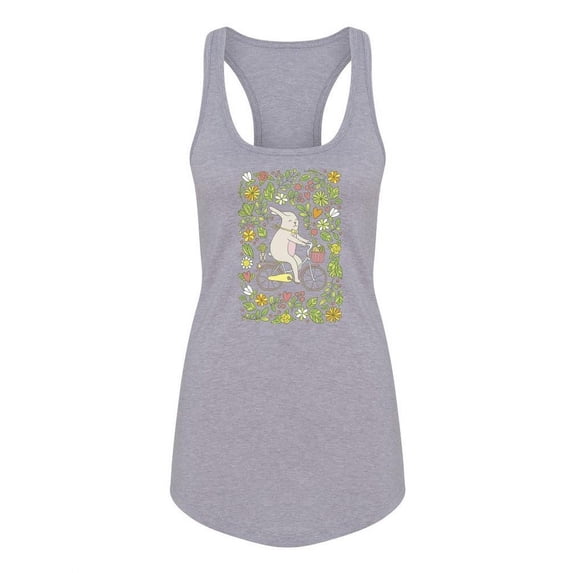 Bunny Riding A Bicycle Racerback Tank Women -Image by Shutterstock, Female Small