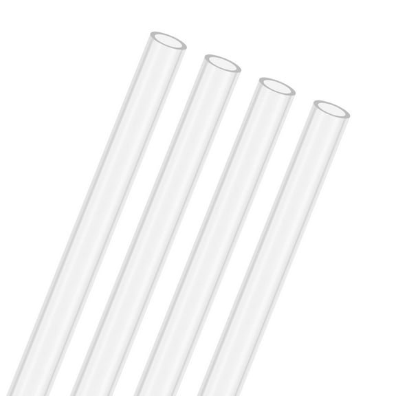 4-Pack Clear Rigid Acrylic Pipe, 6mm[0.24"] ID x 8mm[0.31"] OD Plastic Round Tube for Water Cooling System/Lamps/Fountains/Aquariums [305mm/12IN]