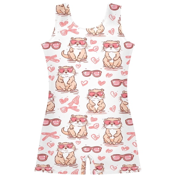Gymnastics Leotard Sleeveless Otter Stretchy Dance Bodysuit Breathable Athletic Ballet Yoga Outfit for Ages 3-14