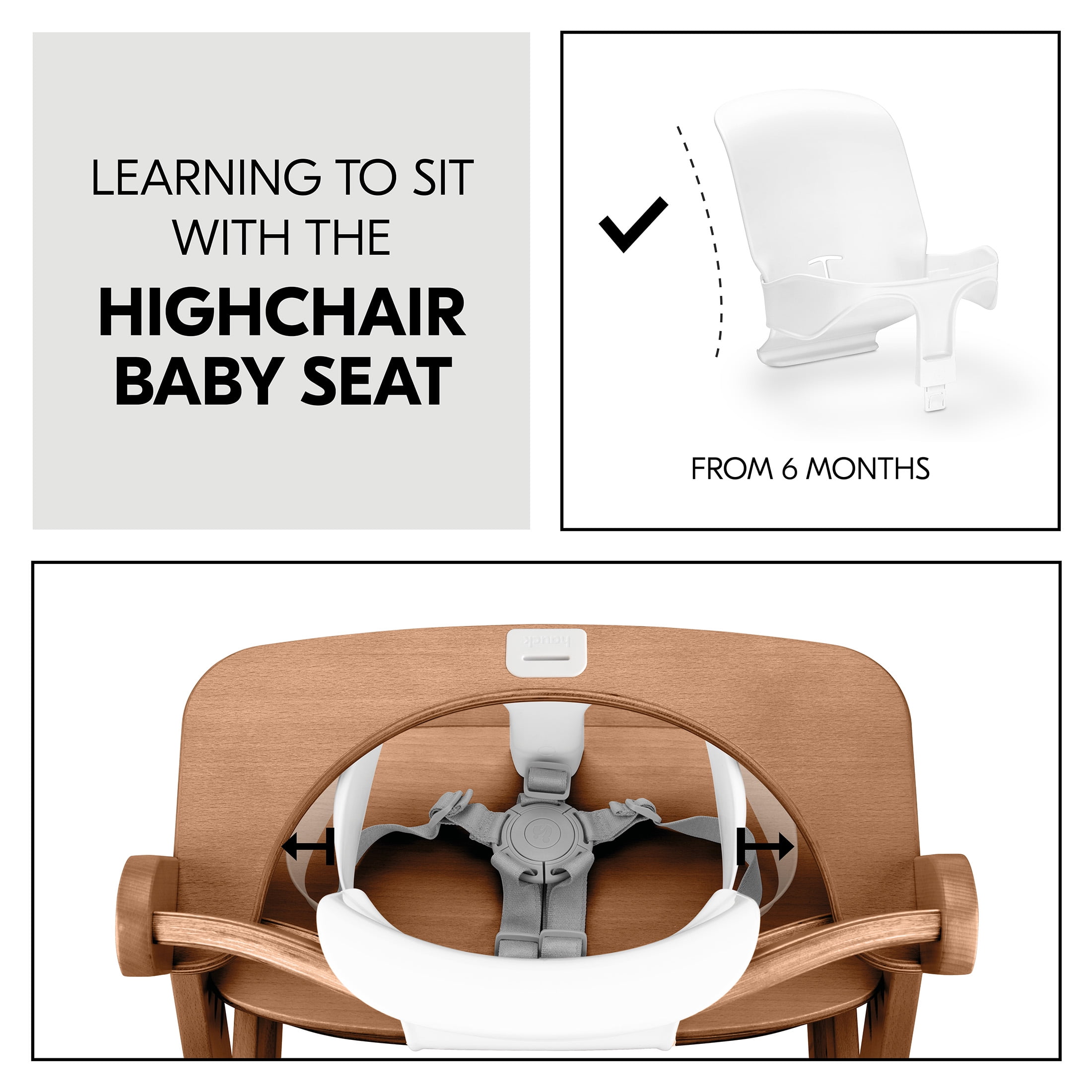 hauck Alpha+ Adjustable Wooden High Chair Set, Walnut