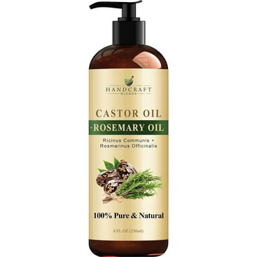 Handcraft Blends Organic Castor Oil Infused with Rosemary Oil Carrier Oil for Hair Growth, 8 fl oz