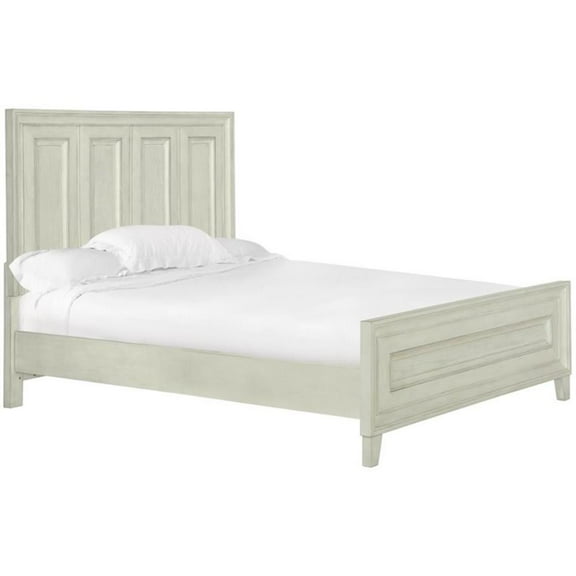 Beaumont Lane Farmhouse Wood King Panel Bed in Weathered White