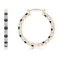thumbnail image 2 of ANGARA Natural Sapphire & Diamond Inside Out Hoop Earrings in 14K Rose Gold for Women (Size-1.5mm) | September Birthstone, Anniversary, Jewelry Gift for Women | Natural Blue Sapphire Earrings, 2 of 8