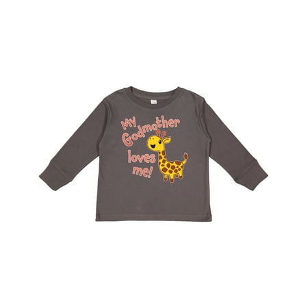 

Inktastic My Godmother Loves me- cute giraffe Boys or Girls Long Sleeve Toddler T-Shirt