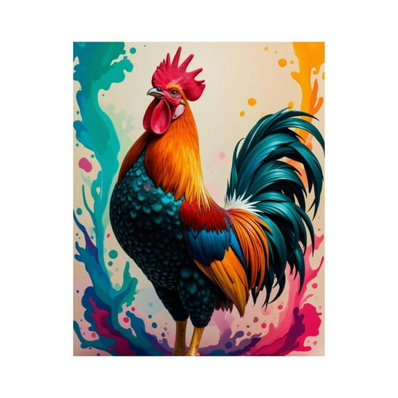 Paint by Numbers Kit for Adults, Vibrant Rooster Colorful Plumage Paint by Numbers, Easy Paint by Numbers Kit for Adults Beginner, DIY Adult Paint by Number Kits on Canvas, 12x16in Home Decor
