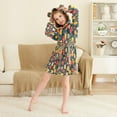 thumbnail image 3 of FORMRS Niños Bathrobe Unisex Hooded Robe Soft Plush Pajamas Sleepwear, Size 4-6T, Vibrant Flowers, 3 of 7