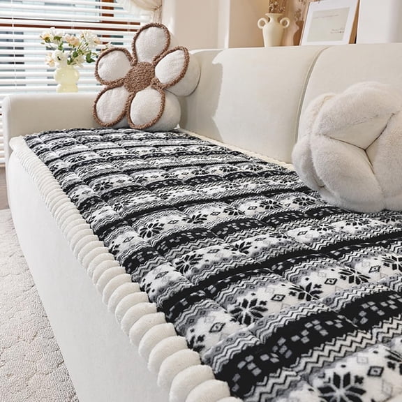Thick Plush Sofa Cover, Non-Slip Pet Couch Cover for 3 Cushion Sofa, Christmas Couch Covers Protector for Dogs & Cats, Machine Washable