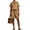 Khaki, variant on Two Piece Cotton Linen Short Sets for Women Summer Lounge Outfits for Casual Beach Daily Wear(No Bag)