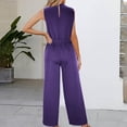 thumbnail image 5 of Baikeli Women Rompers Summer Clearance Women's Casual Solid Color Round Neck Pocket Sleeveless Wide Jumpsuits Rompers Women's Jumpsuits Rompers Overalls, 5 of 6