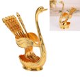 thumbnail image 1 of Metal Swan Dinnerware Set, Gold Swan Base Holder Coffee Dinnerware Set Elegant Easy Cleaning  for Coffee Shop, 1 of 8