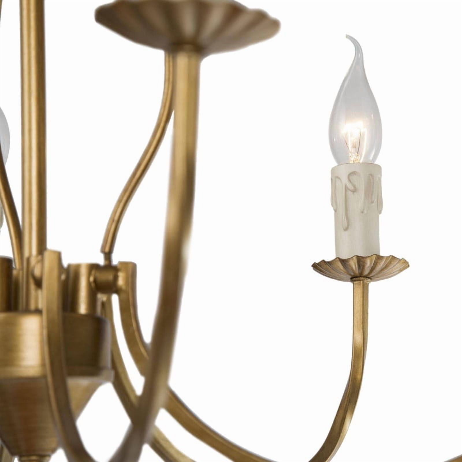 LNC Zirndorfer 6-Light Antique Brushed Gold Candle Chandelier with Black Crystal Accents