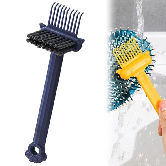 2-in-1 Hair Brush Cleaner Tool, Effortlessly Removes Hair & Dust from Combs, Mini Cleaning Rake with Pick & Bristles for Home and Salon Use