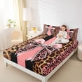 thumbnail image 3 of Erosebridal Pink Cheetah Bowknot Bed Sheets,Africa Leopard Pattern King Sheets For Women 4 Pieces, 3 of 6