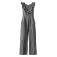 thumbnail image 6 of CHGBMOK Casual Summer Dressy for Women Ruffle Sleeveless Linen Jumpsuits with Pockets Wide Leg Pants, 6 of 7