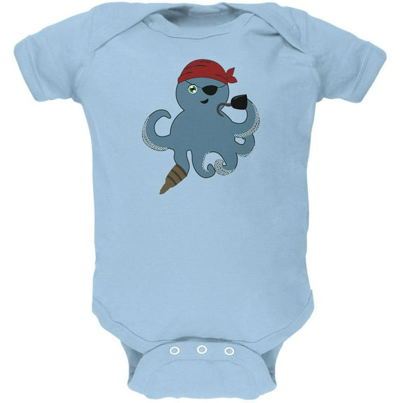 Cute Pirate Octopus Soft Baby One Piece Light Blue 18-24 M