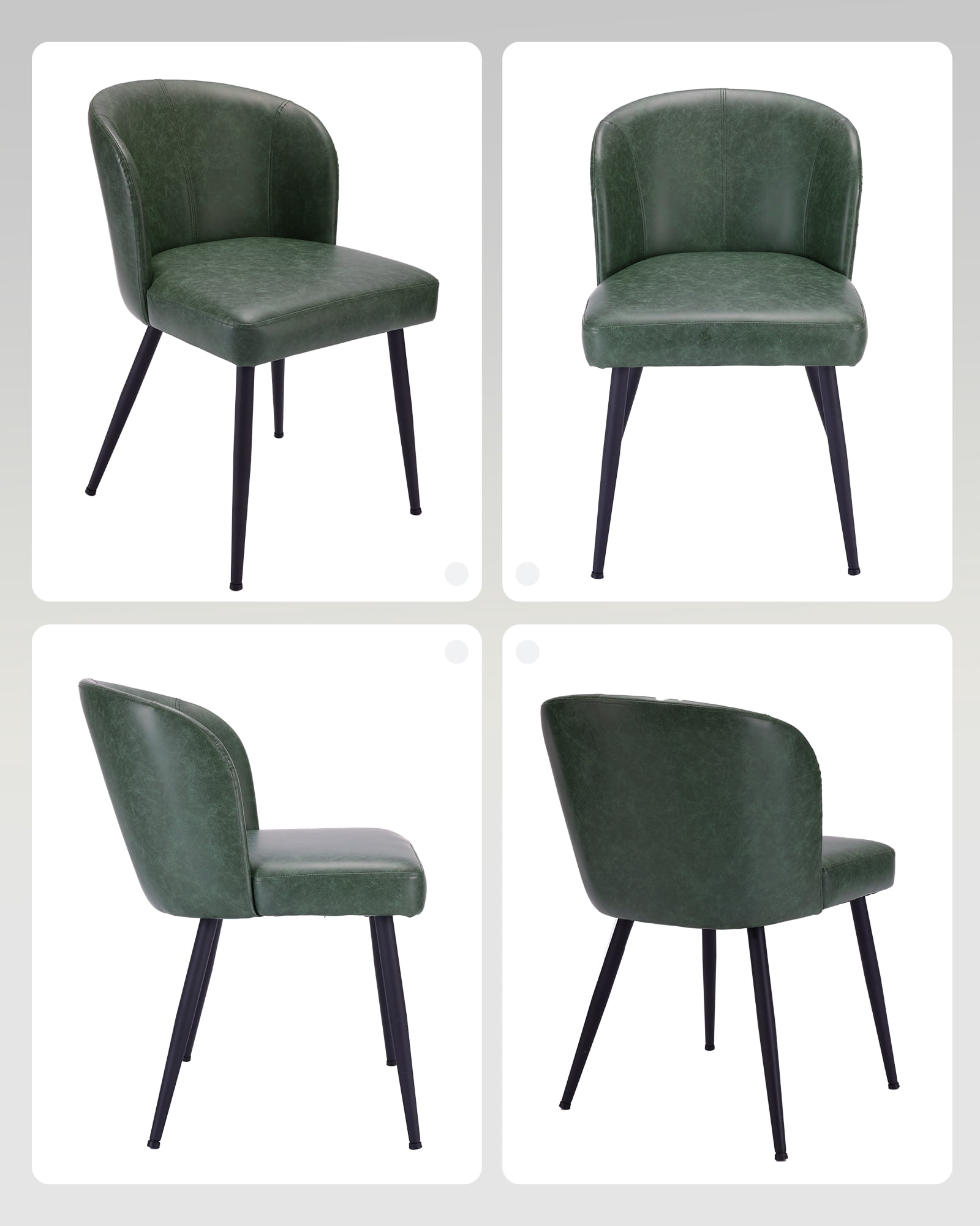 Sailvan Dining Chairs Set of 6, Modern PU Leather Upholstered Kitchen Chairs for Dining Room & Living Room with High Back, Easy Maintaince, Green