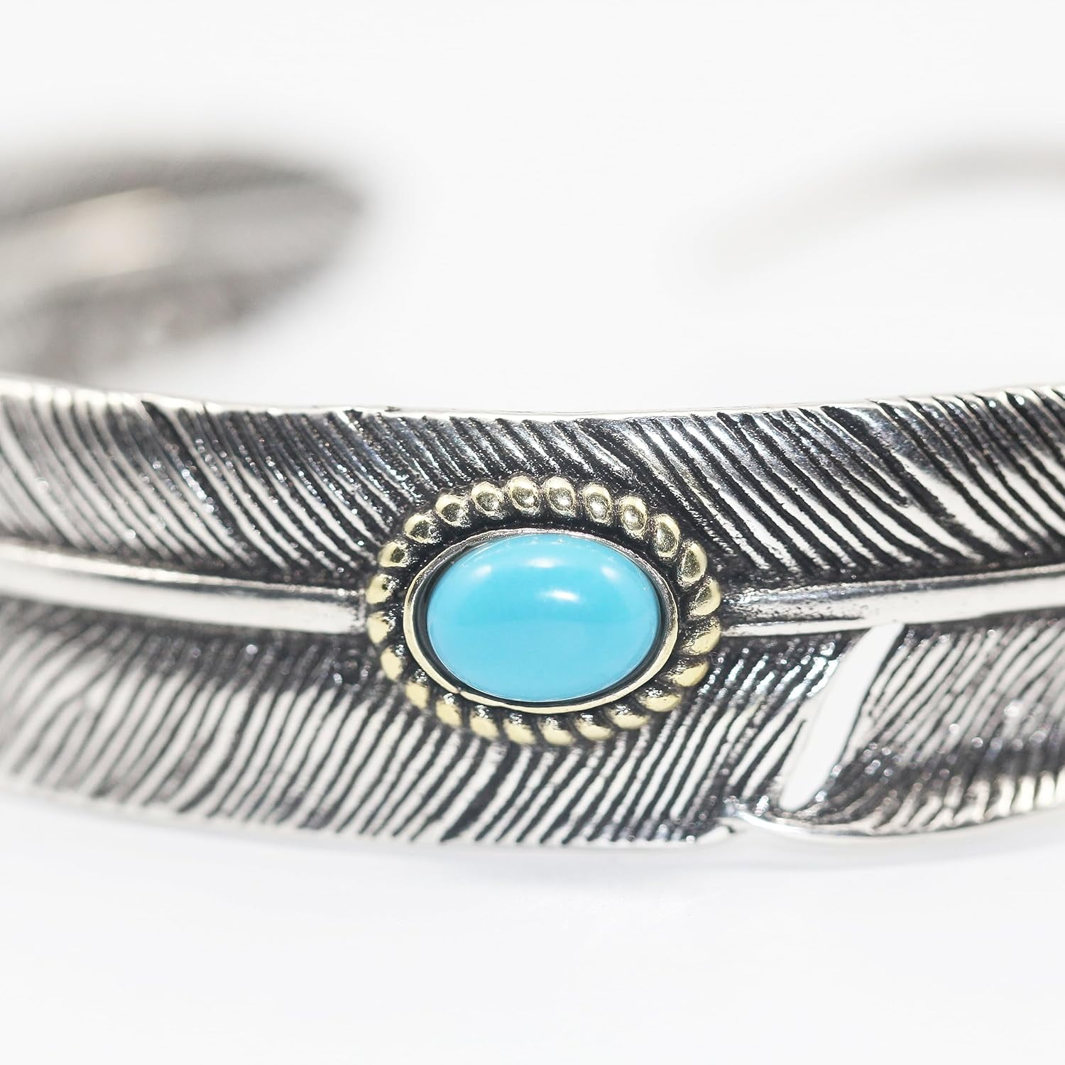 Leander S999 Antique Silver Plated Wide Feather Cuff Bracelet For Men Women Adjustable Retro Twisted Feathers Bracelets Gift Jewelry