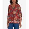 thumbnail image 6 of Alfred Dunner Womens  Floral Border Mesh Split Neck Top, 6 of 6