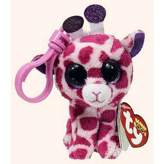 Ty Beanie Boos - TWIGS the Pink Giraffe (Glittery Eyes) Key Clip Plush (With Fun Chops)