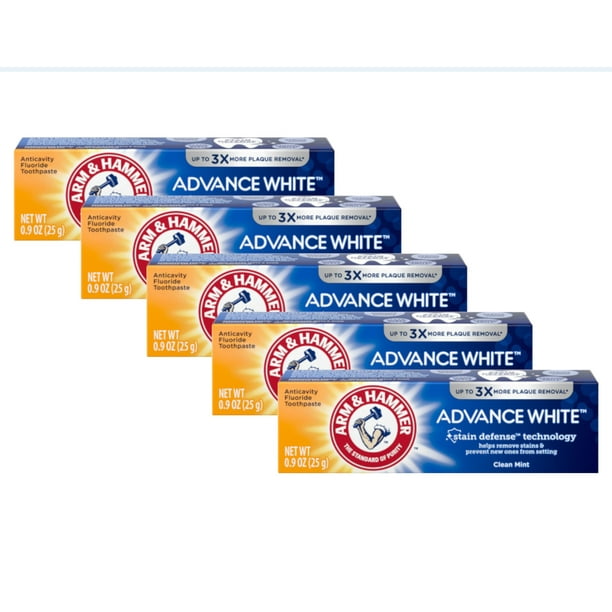 Arm & Hammer Advance White Toothpaste, Travel Size (0.9oz) Pack of 5