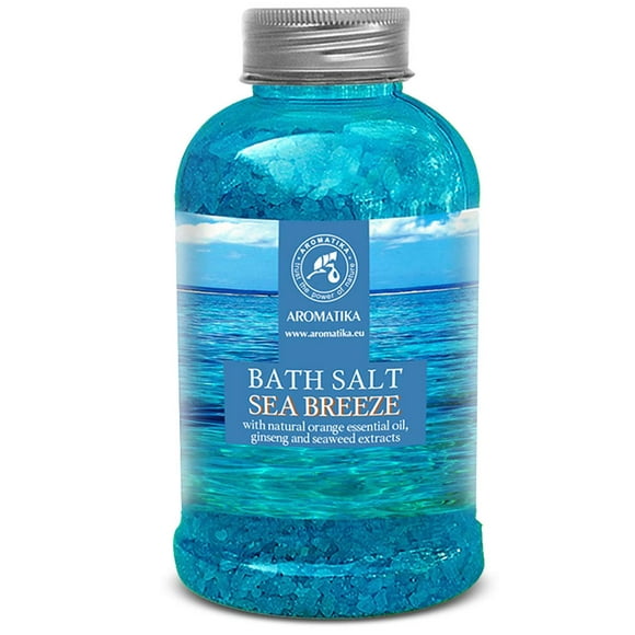 Sel de Bain Brise Marine 21.16 Oz avec Huiles Essentielles Naturelles Orange & Ginseng & Algues - Idéal pour un Bon Sommeil - Relaxant - Apaisant - Soin du Corps - Beauté - Aromathérapie - Courte Durée de Vie