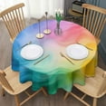 thumbnail image 3 of Colorful Tie Dye Wave Pattern Round Tablecloth 60"x60",Wrinkle Wipeable Table Cloth for Kitchen Dining Room Picnic Patio Party, 3 of 6