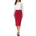 thumbnail image 2 of INSPIRE CHIC Women's Pencil Skirt High Waist Pleated Front Work Office Bodycon Skirts XL Dark Red, 2 of 6