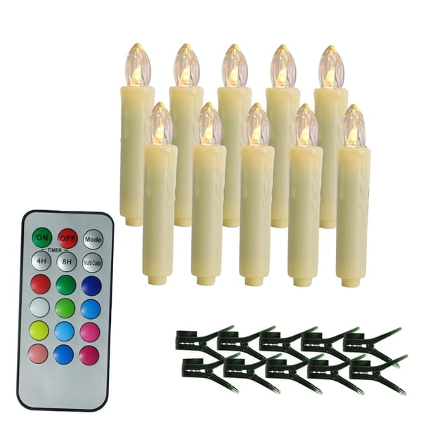 10 velas LED navideñas sin llama, velas cónicas, velas decorativas 18 botones