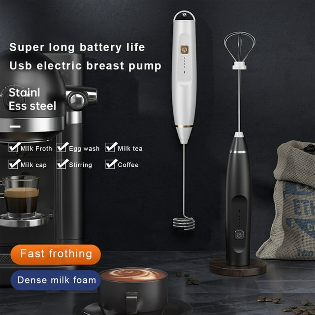 Egg Beater Milk Frother Electric Mixer Convenience Coffee Blender ABS Egg Beater Multipurpose Rechargeable USB Charging Detachable White