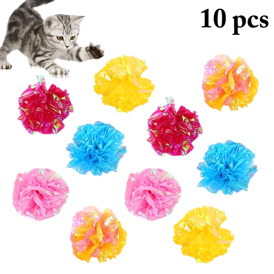 Legendog 10PCS Cat Toy Cute Funny Crinkle Ball Cat Interactive Self