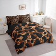 thumbnail image 3 of jejeloiu Cute Leopard Print 7 Pieces Bedding Comforter Set,Cartoon Cheetah Pattern Full Bedding Set,Brown Black Fitted Sheet Flat Sheet For Adults,Ultra Soft Home Decor Reversible, 3 of 8
